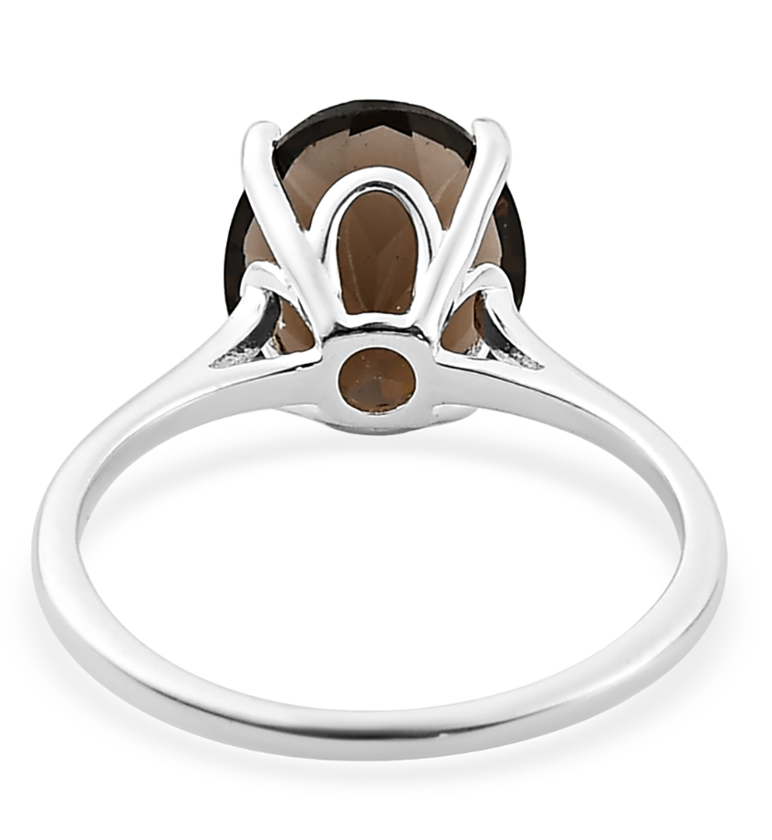 Brazilian Smoky Quartz Solitaire Ring in Sterling Silver - Size 8
