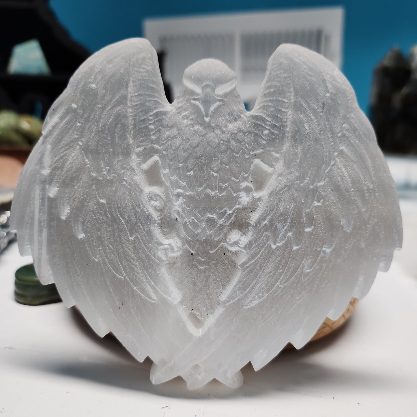 Selenite Eagle Carving