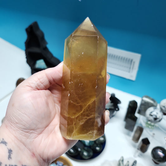 Large Yellow Fluorite Tower