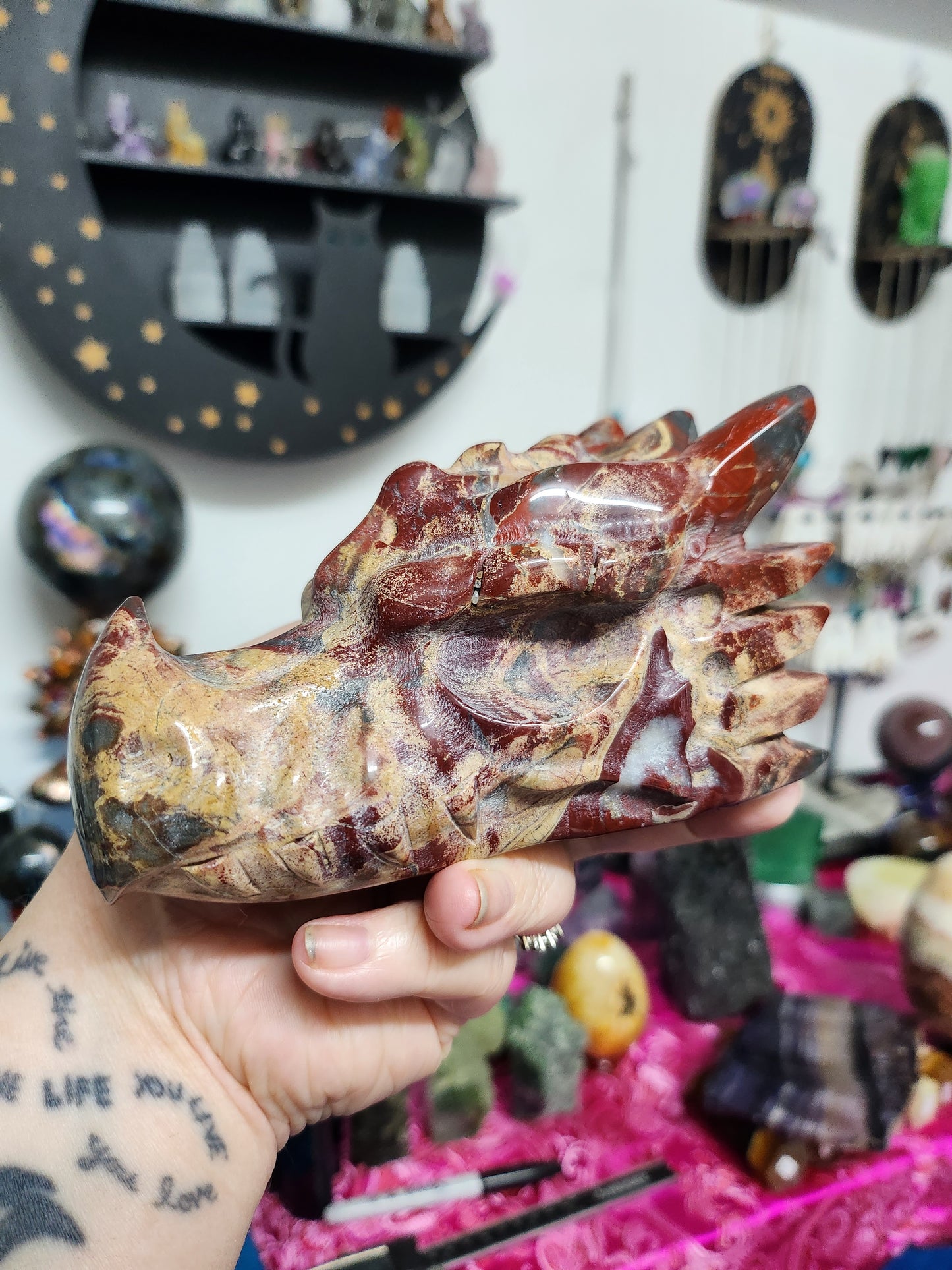 Dragons Blood & Ocean Jasper Dragon Carving