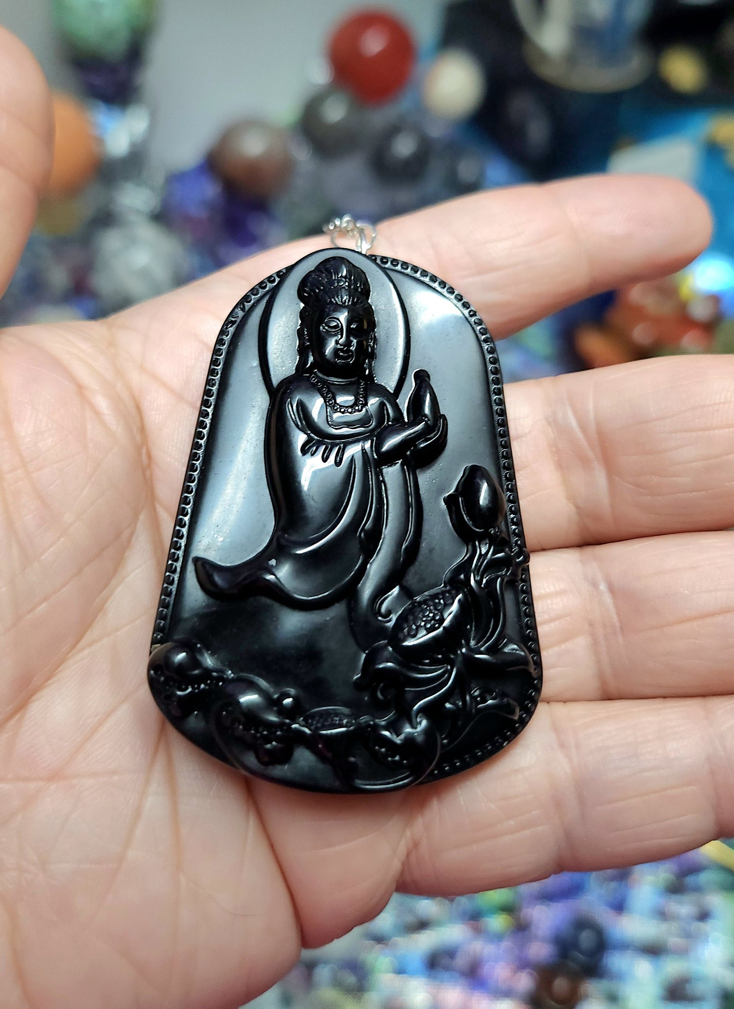 Kuan Yin Obsidian Necklace