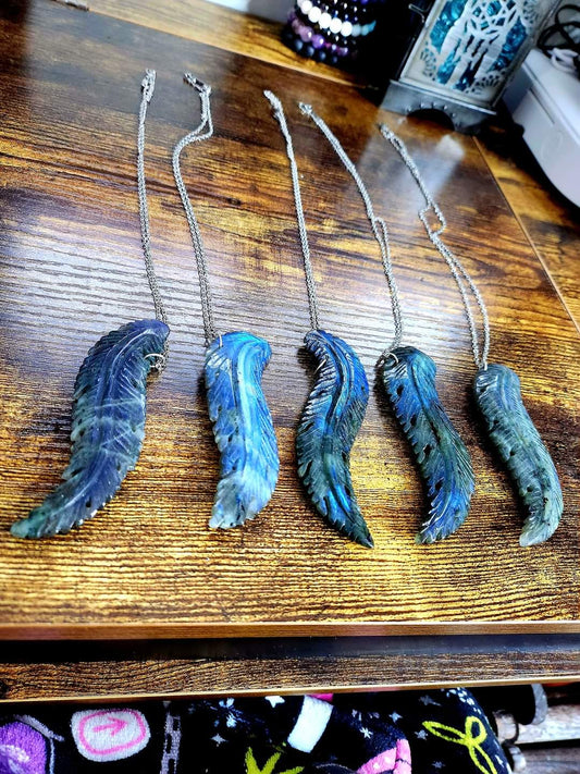 Labradorite Feather Necklaces