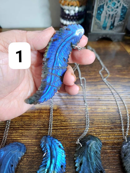 Labradorite Feather Necklaces