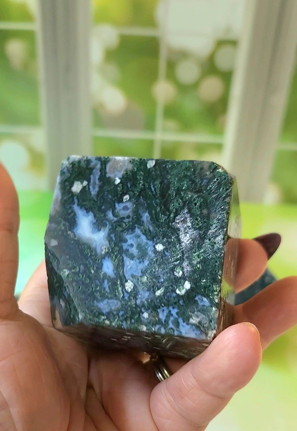 Moss Agate Floating Cubes