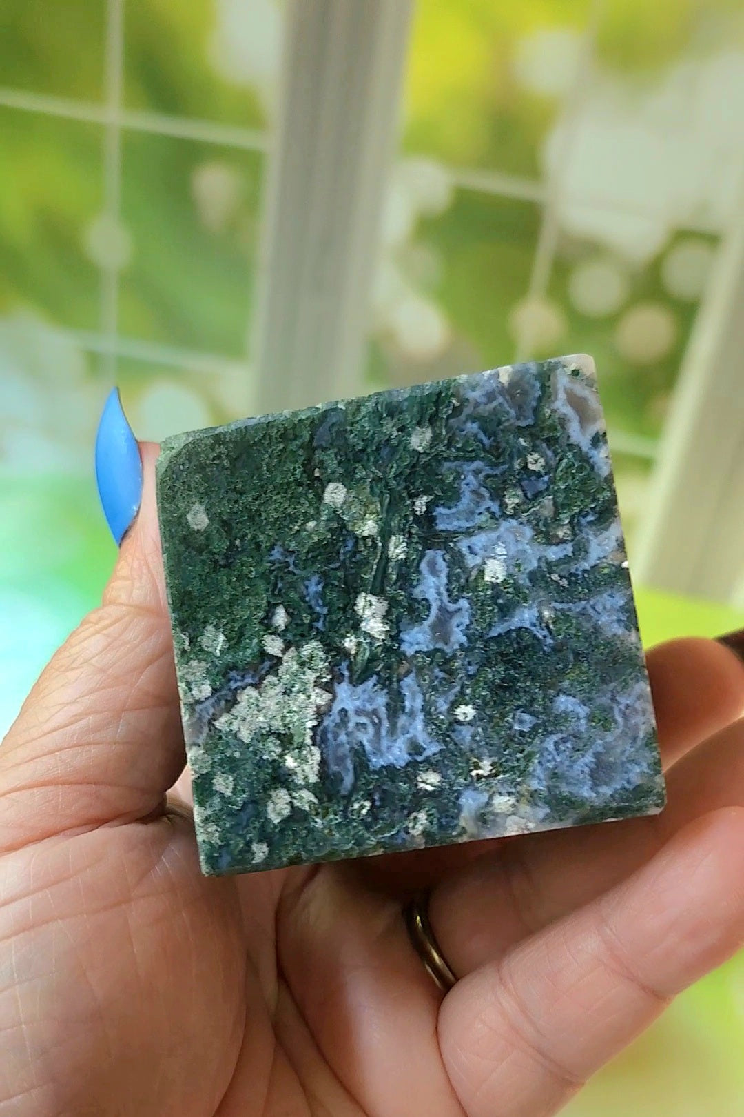 Moss Agate Floating Cubes