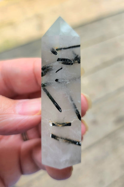 Black Tourmaline in Quartz Points