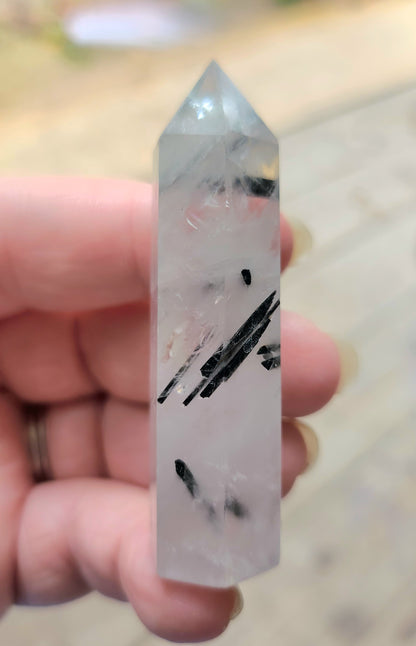 Black Tourmaline in Quartz Points