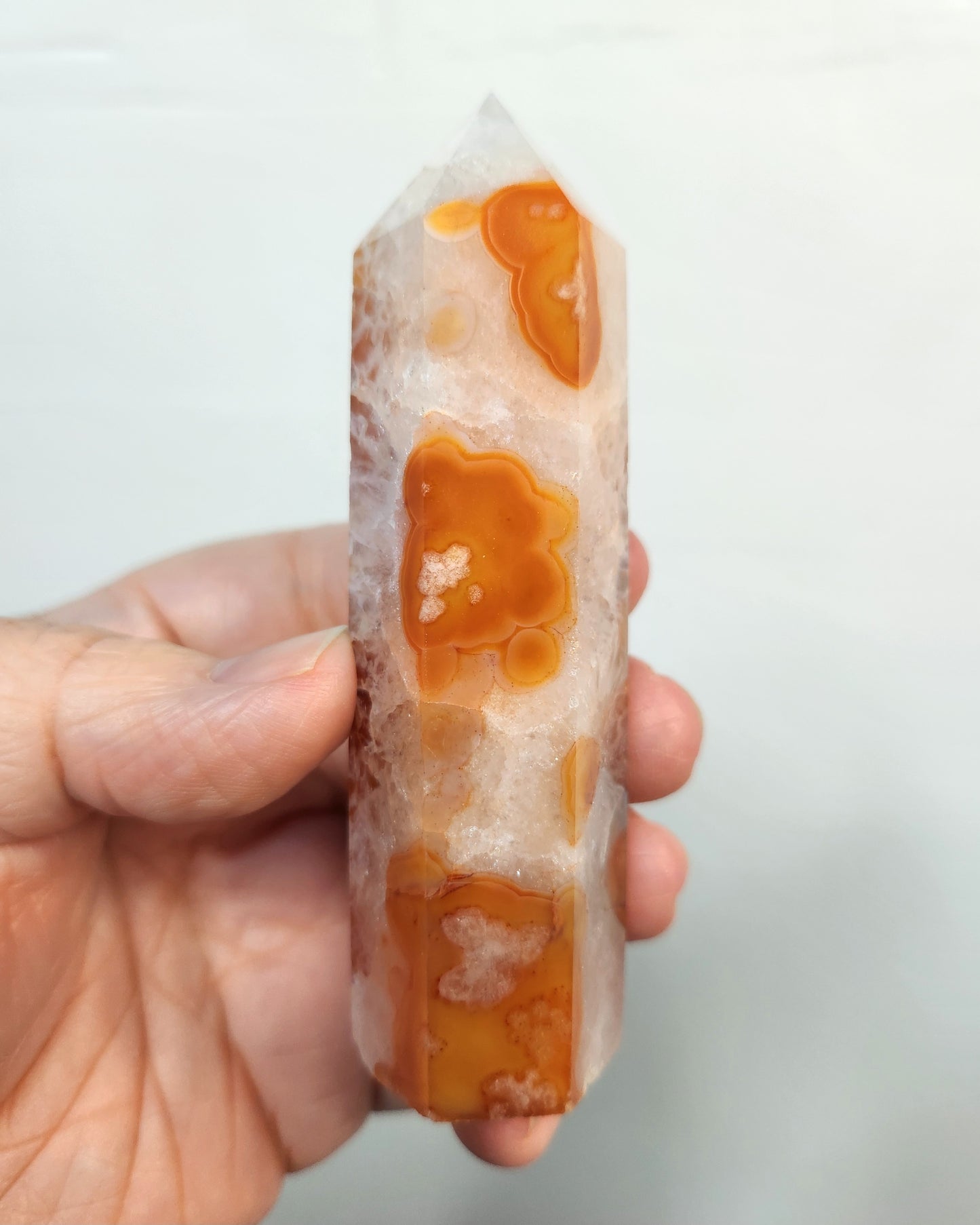 Carnelian Flower Agate Obelisk Tower Point