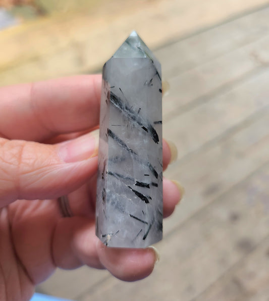 Black Tourmaline in Quartz Points