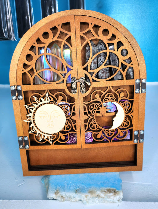 Floating Moon & Sun Crystal Storage Cabinet