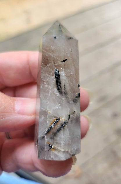 Black Tourmaline in Quartz Points