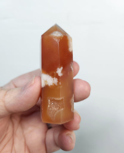 Carnelian Flower Agate Obelisk Tower Point