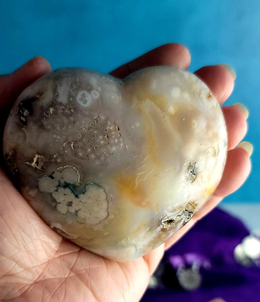 Flower Agate Chunky Heart