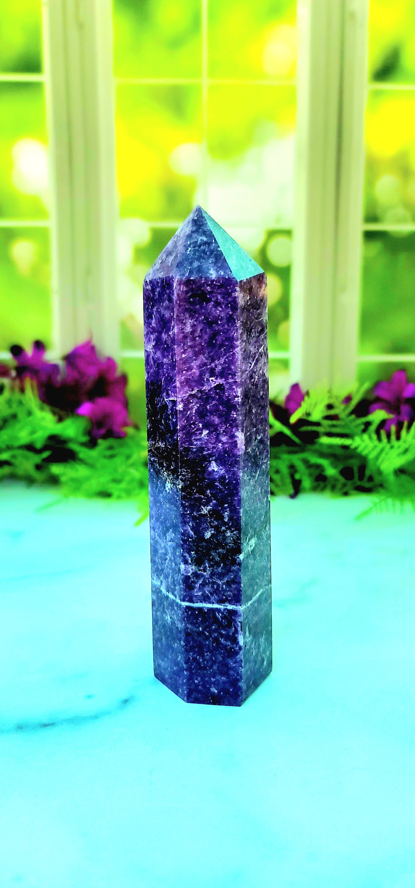 Large Dark Purple Lepidolite Tower