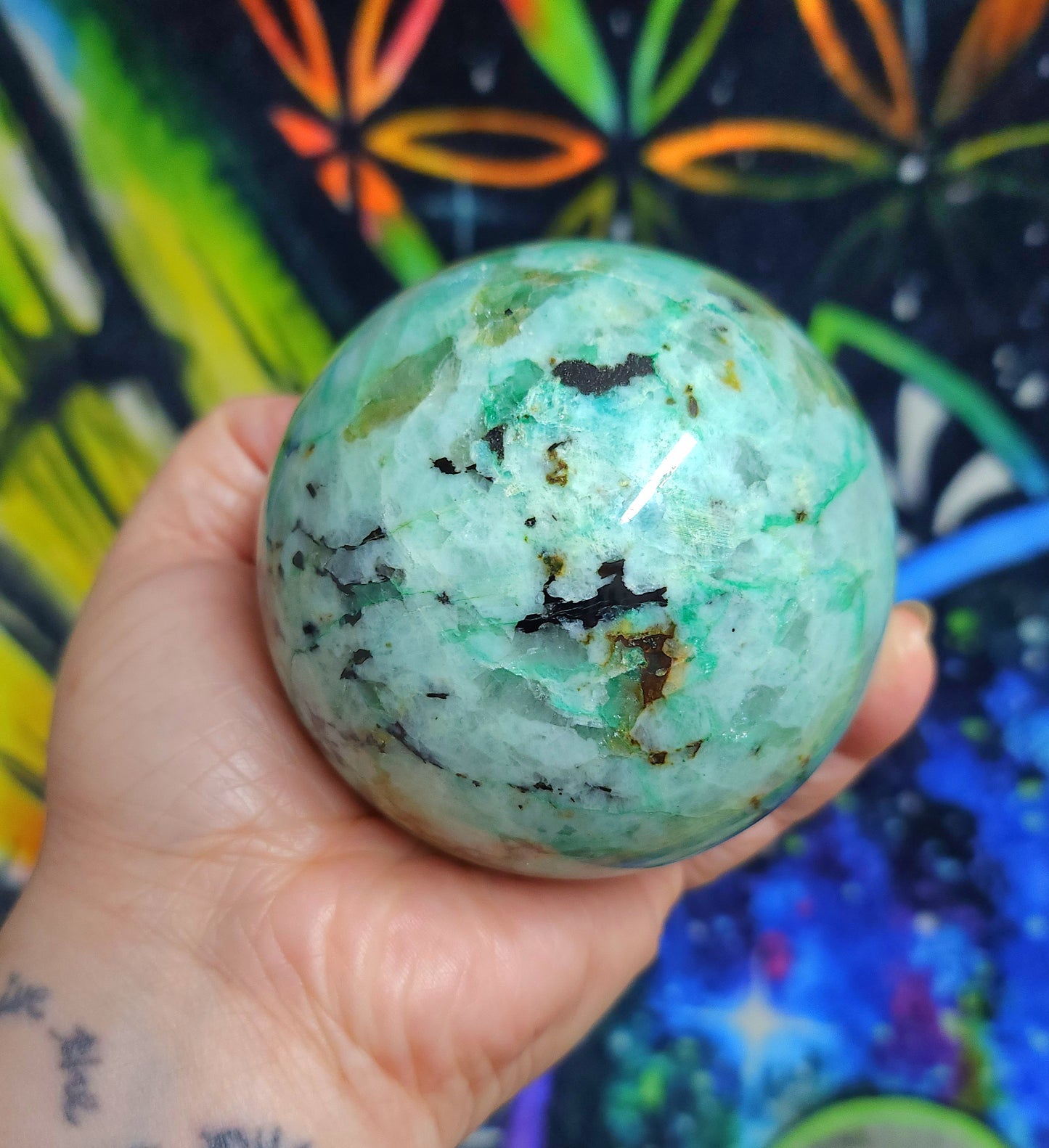 Turquoise & Smoky Quartz Sphere