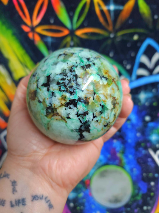 Turquoise & Smoky Quartz Sphere