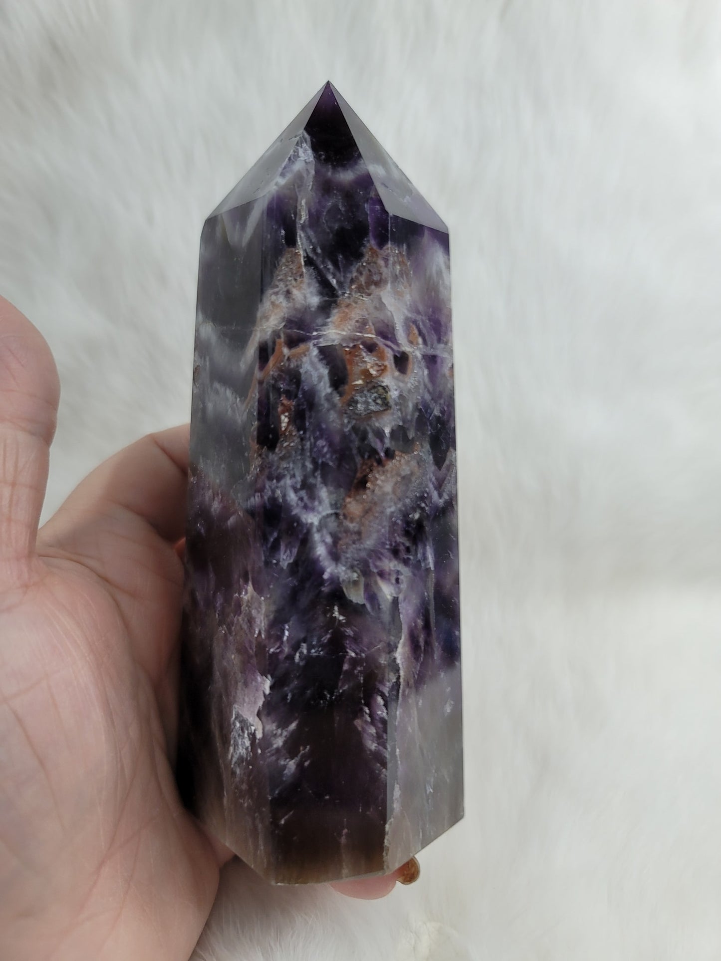 Large Chevron Amethyst Tower