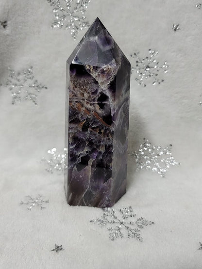 Large Chevron Amethyst Tower