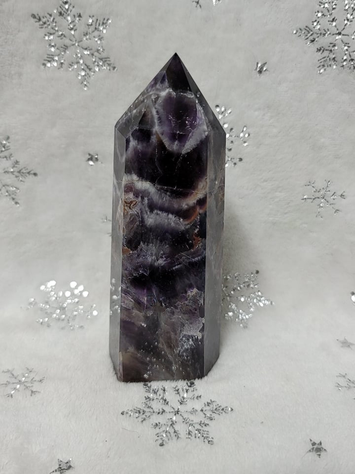 Large Chevron Amethyst Tower