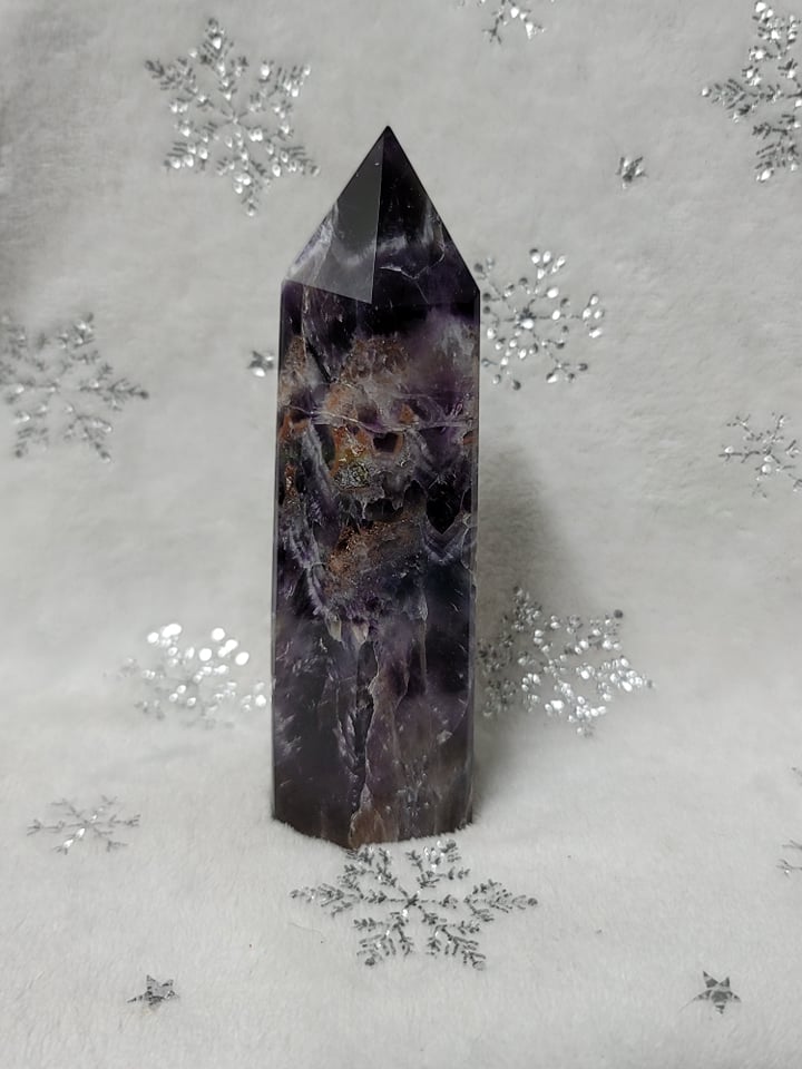 Large Chevron Amethyst Tower