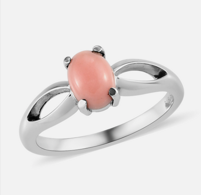 Peach Opal Solitaire Ring - size 10