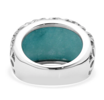 Amazonite Floral Dome Ring - size 10