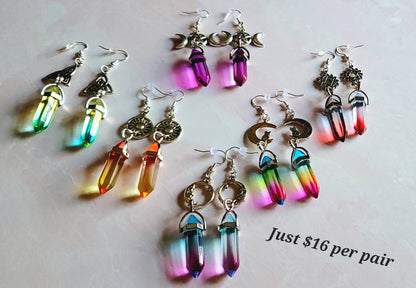 Aura Quartz Crystal Earrings