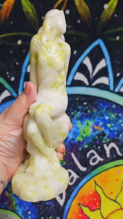 Nephrite Jade Lady On the Rocks Carving